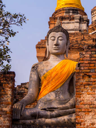 Wat Yai Chai Mongkhon (or Mongkol), Historic City of Ayutthaya, Thailandの写真素材