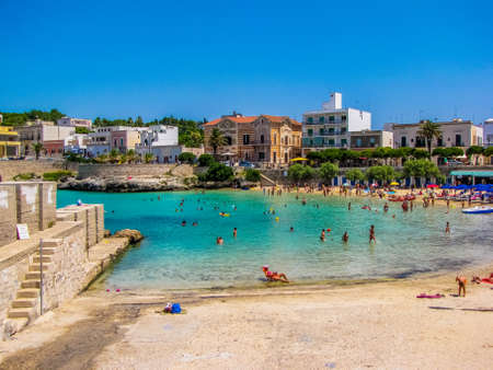 SANTA MARIA AL BAGNO, ITALY - JULY 16, 2009: Sunny view of the beach.のeditorial素材
