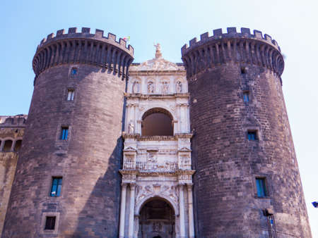 View of Castel Nuovo (or Maschio Angioino) in Naples, Italyのeditorial素材