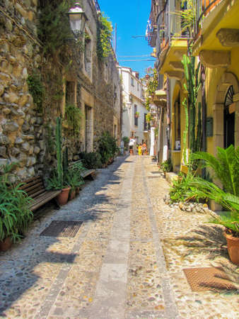 Scilla, Italy - August 24, 2011: Picturesque street in the old town.のeditorial素材