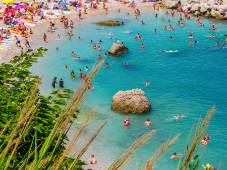 CAPRI, ITALY - AUGUST 17, 2011 - Aerial view of Marina Grande Beach.