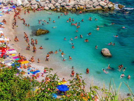 CAPRI, ITALY - AUGUST 17, 2011 - Aerial view of Marina Grande Beach.のeditorial素材