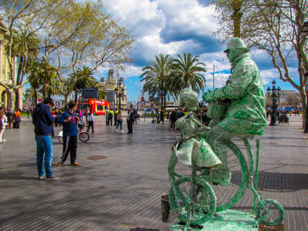 BARCELONA, SPAIN - APRIL 1, 2013: View of the famous Las Ramblas.のeditorial素材