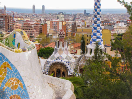 BARCELONA, SPAIN - APRIL 1, 2013: View from the Park Guell.のeditorial素材