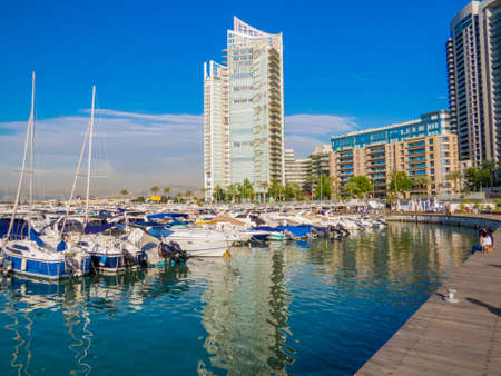 BEIRUT, LEBANON - MAY 22, 2017: View of Zaitunay Bay, Beirut's leisure and entertainment destination.のeditorial素材