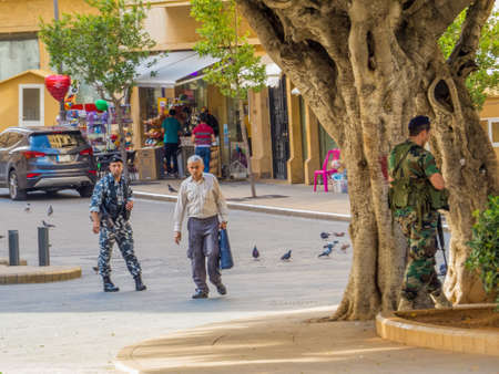 BEIRUT, LEBANON - MAY 22, 2017: Armed soldiers in the old town.