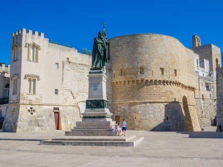 OTRANTO, ITALY - JULY 17, 2017: View of the main city square with the monument to the city martyrs, 813 inhabitants who were killed on August 14, 1480 by the Ottoman forces.のeditorial素材