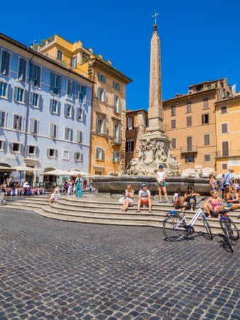 ROME, ITALY - AUGUST 28, 2017: View of Piazza della Rotonda, the square on the south side of which is located the Pantheon.のeditorial素材