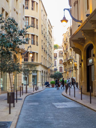 BEIRUT, LEBANON - NOVEMBER 2, 2017: View of a street in Beirut Central District (or Centre Ville), the city's historical, geographical, commercial and administrative core.のeditorial素材