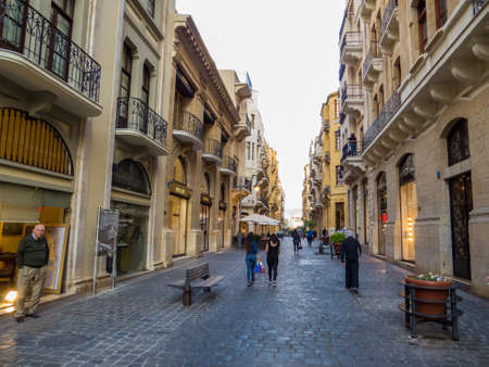 BEIRUT, LEBANON - NOVEMBER 2, 2017: View of a street in Beirut Central District (or Centre Ville), the city's historical, geographical, commercial and administrative core.のeditorial素材