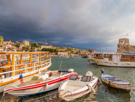 Byblos, Lebanon - November 5, 2017: View of the port at sunset.のeditorial素材