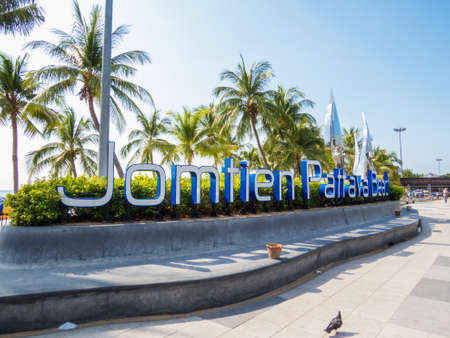 PATTAYA, THAILAND - DECEMBER 16, 2017: The Jomtien Pattaya Beach sign.のeditorial素材