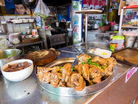 PATTAYA, THAILAND - JANUARY 12, 2018: Thai restaurant with traditional Thai Style Pork Leg.のeditorial素材