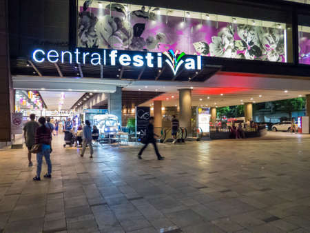 PATTAYA, THAILAND - FEBRUARY 4, 2018: View of the entrance to Central Festival shopping mall.のeditorial素材