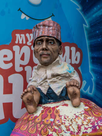 KAZAN, RUSSIA - MAY 31, 2018: Monument to Chandra Bahadur Dangi (the shortest man ever) in Baumana street.のeditorial素材