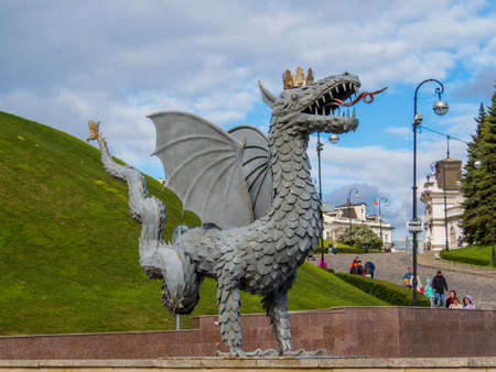 KAZAN, RUSSIA - JUNE 1, 2018: Monument to the Dragon Zilant (Russian: Pamyatnik Drakonu Zilantu).のeditorial素材