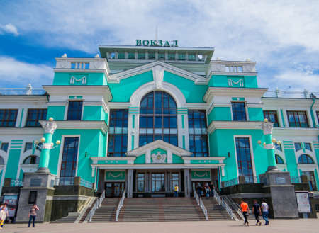 OMSK, RUSSIA - JUNE 6, 2018: View of the Omsk Railway Station.のeditorial素材