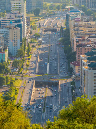 ALMATY, KAZAKHSTAN - JUNE 18, 2018: City aerial view from Kok-Tobe hill.のeditorial素材
