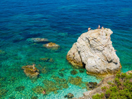 ELBA, ITALY - JULY 28, 2018: View of Sansone Beach on the Elba Island.のeditorial素材