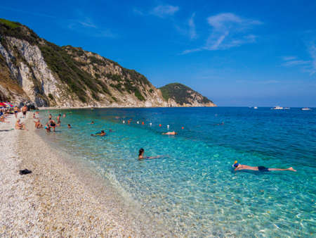ELBA, ITALY - JULY 29, 2018: View of Sansone Beach on the Elba Island.のeditorial素材