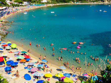 ELBA, ITALY - JULY 31, 2018: View of the Cavoli Beach on the Elba Island.のeditorial素材