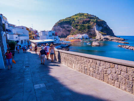 ISCHIA, ITALY - AUGUST 16, 2018: View of the town of Sant'Angelo on the Island of Ischia.のeditorial素材