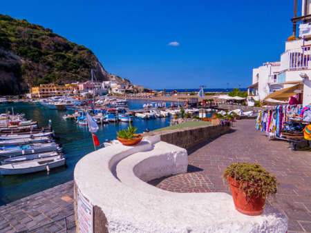 ISCHIA, ITALY - AUGUST 16, 2018: View of the port of Sant'Angelo on the Island of Ischia.のeditorial素材