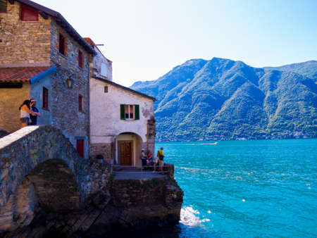 NESSO, ITALY - AUGUST 26, 2018: View of the picturesque village of Nesso on the Lake of Como.のeditorial素材