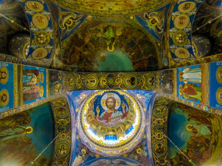 View of the interior of the Church of the Savior on Spilled Blood in St. Petersburg, Russiaのeditorial素材