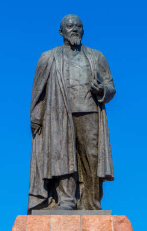 Monument to Abai Qunanbaiuly (also spelled Abay Kunanbayev), a famous Kazakh poet. In Almaty, Kazakhstanのeditorial素材