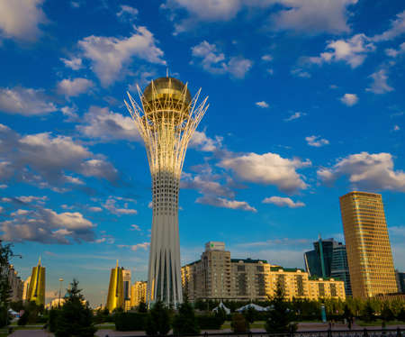 View of the Baiterek Tower in Nur-Sultan, Kazakhstanのeditorial素材