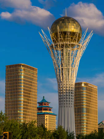 View of the Baiterek Tower. In Nur-Sultan, Kazakhstanのeditorial素材