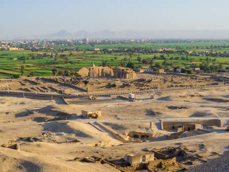 Aerial view of the necropolis in Luxor, Egyptの写真素材