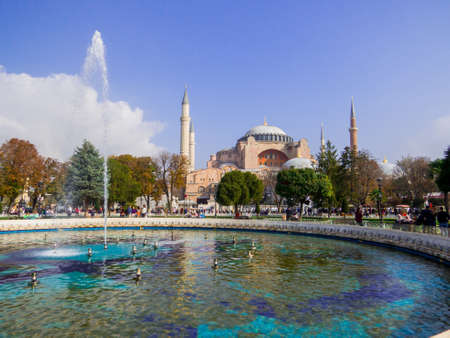 Istanbul, Turkey - October 30, 2019: View of the Hagia Sophia Museum.のeditorial素材