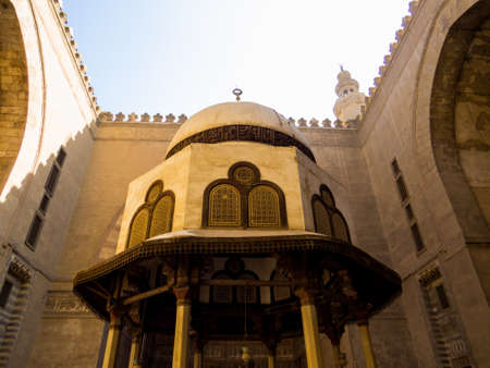 Cairo, Egypt - November 2, 2019: View of the Mosque-Madrassa of Sultan Hassan.