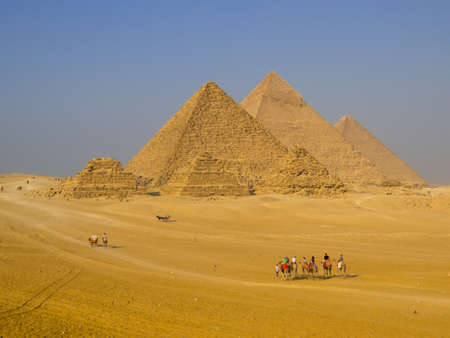 Cairo, Egypt - November 1, 2019: View of the Pyramids of Giza.