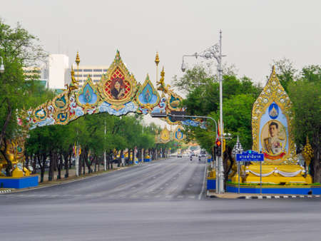 Bangkok, Thailand - January 16, 2020: View of the famous Ratchadamnoen Road.