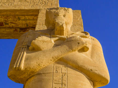 Ancient statue in the Ramesseum Temple in Luxor, Egypt