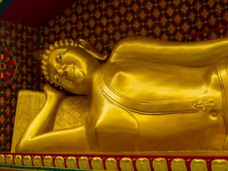 Bangkok, Thailand - January 16, 2020: View of the reclining Buddha in the Wat Sitaram.のeditorial素材