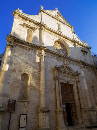 View of San Domenico's Church (Italian: Chiesa San Domenico con Rosone) in Monopoli, Apulia, Italyの写真素材