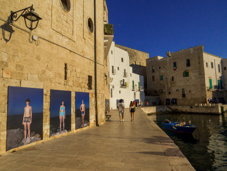Monopoli, Italy - August 7, 2021: View of the port in the old town.のeditorial素材