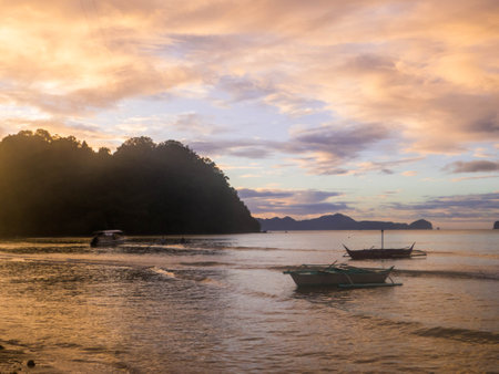 Amazing sunset in Sunset in El Nido, Palawan, Philippinesの写真素材