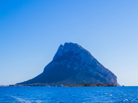 View of Tavolara Island in Sardinia, Italyの写真素材