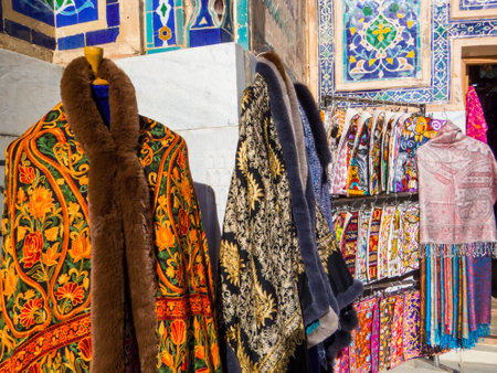 Traditional Uzbek Clothes for sale in Registan Square, Samarkand, Uzbekistan