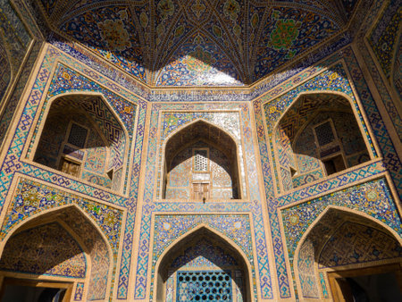 View of Tilla-Kari Mosque in Samarkand, Uzbekistan