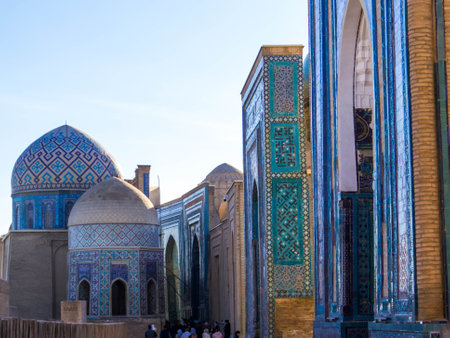 View of the Shah-i-Zinda complex (English translation: The Living King). In Samarkand, Uzbekistanの写真素材