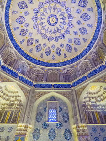 View of the interior of the Shah-i-Zinda (English translation: The Living King) Mosque. In Samarkand, Uzbekistanの写真素材