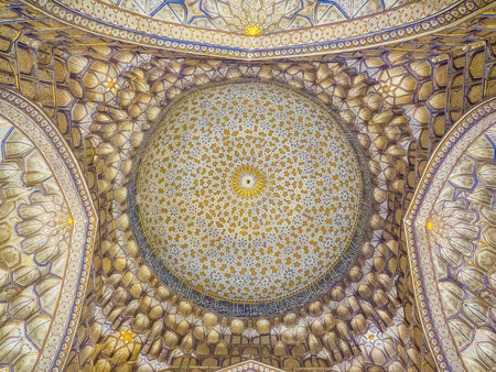 View of the interior of the Shah-i-Zinda complex (English translation: The Living King). In Samarkand, Uzbekistanの写真素材