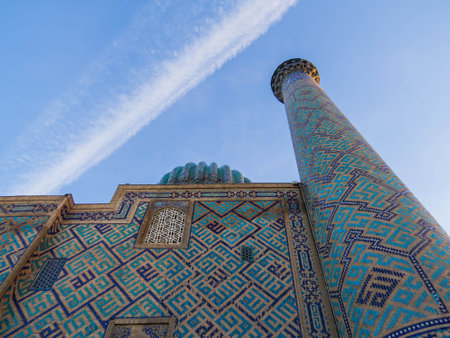 Islamic art in Registan Square, Samarkand, Uzbekistanの写真素材