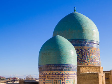 View of the Shah-i-Zinda (English translation: The Living King). In Samarkand, Uzbekistanの写真素材